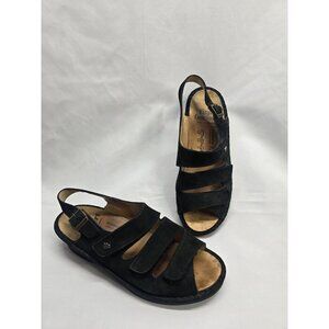 Finn Comfort Womens 2509 Sylt Black Nubuck Sandals Size UK 4 D- WOMENS 6.5 US